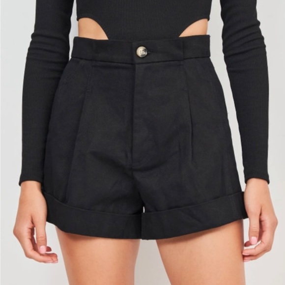 Zara Shorts Zara Black High Waist Cuffed Short Poshmark